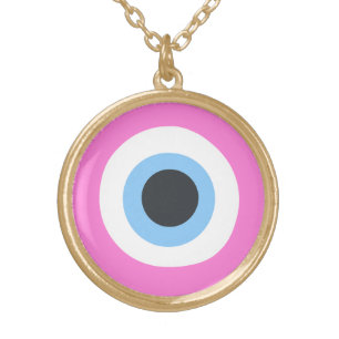 pink evil eye gold necklace