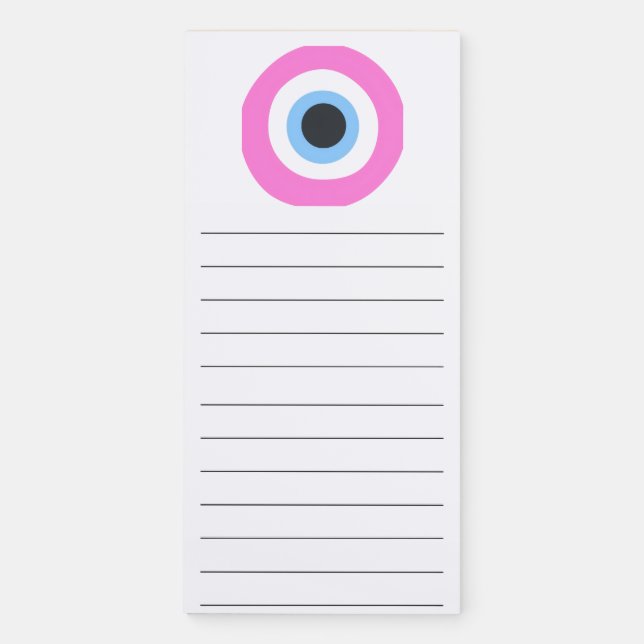 pink evil eye magnetic notepad (Front)