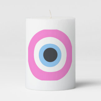 pink evil eye pillar candle