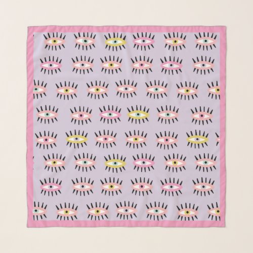 Pink Evil Eye Square Scarf - Cute Pastel
