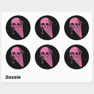 Pink Evil Ice Cream Cone Classic Round Sticker