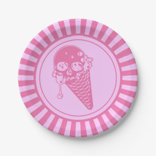 Pink Evil Ice Cream Cone Paper Plates