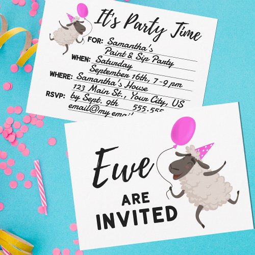 Pink Ewe Are Invited All Occasion Party Invitation