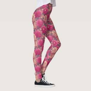 Pink Exercise  Dahlias Flower Gifts For Sister Leggings