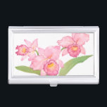 Pink Exotic Watercolor Flowers Business Card Holder<br><div class="desc">Pink Exotic Watercolor flowers Artist: Tim OToole</div>