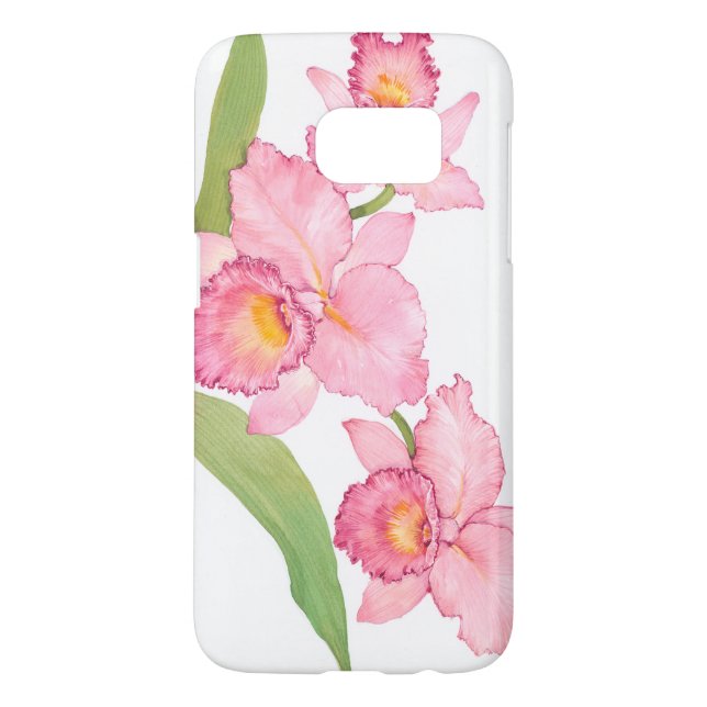 Pink Exotic Watercolor Flowers Case-Mate Samsung Galaxy Case (Back)