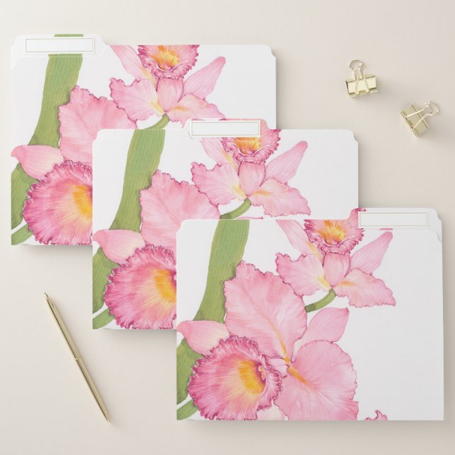 Pink Exotic Watercolor Flowers File Folder (Set)