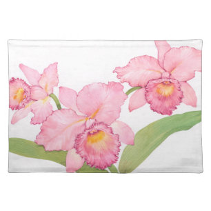 Pink Exotic Watercolor Flowers Placemat