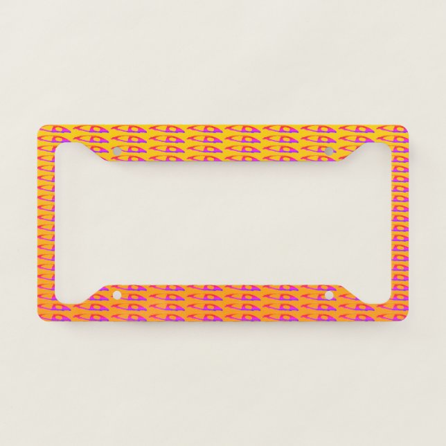 Pink Eye car license plate frame (Front)