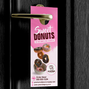 Pink Eye-Catching Donut Bakery Shop Sweet Treats Door Hanger