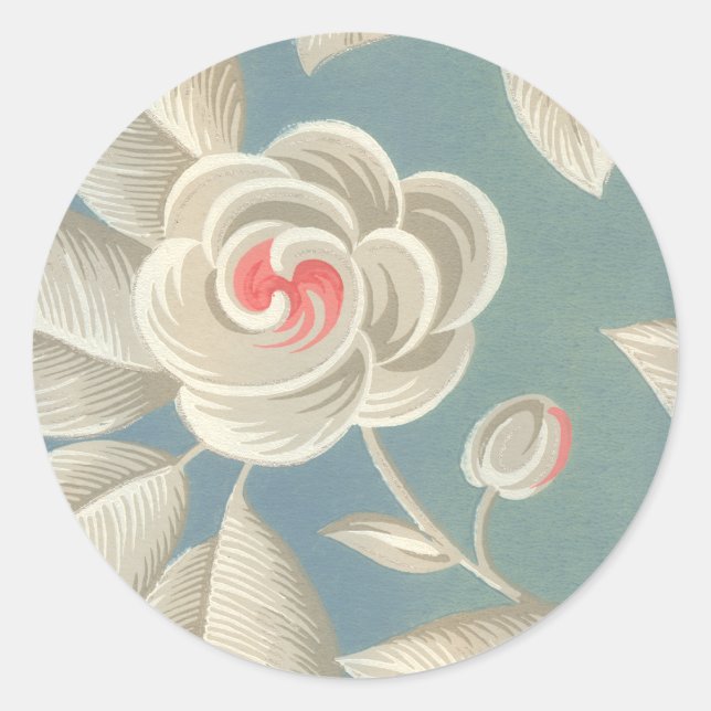 Pink Eye Rose Vintage Wallpaper Classic Round Sticker (Front)
