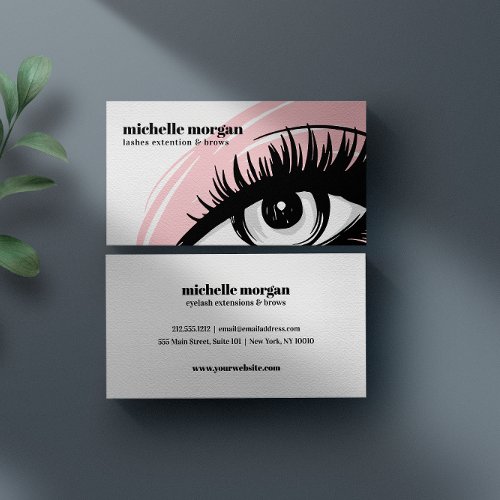 Pink Eye shadow Makeup Eyelash Brows professional Business Card