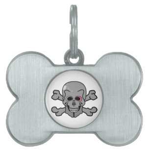 Pink eyed Jolly Roger Pet ID Tag
