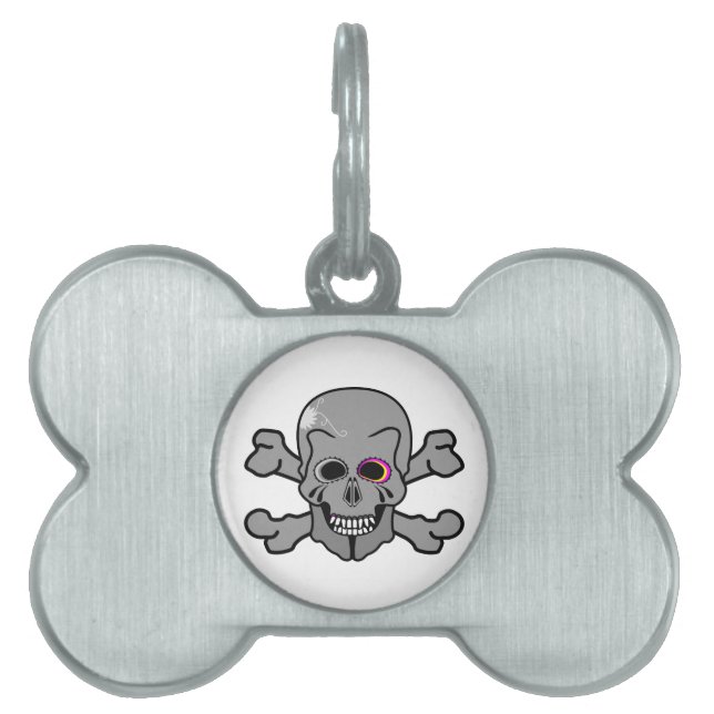 Pink eyed Jolly Roger Pet ID Tag (Front)