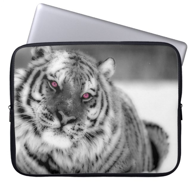 Pink Eyed Tiger Laptop Sleeve (Front)