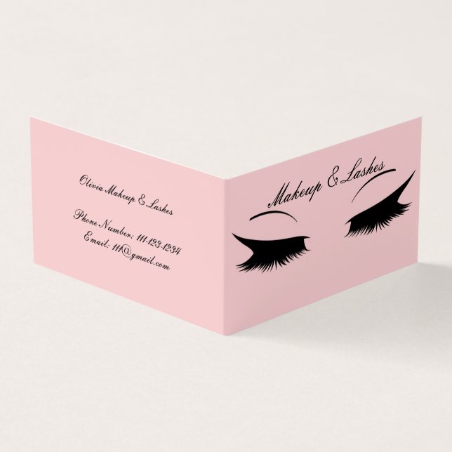 Pink eyelashes business card  (Outside)