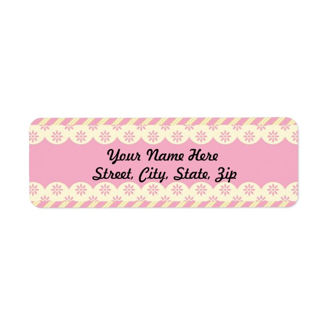 Pink Eyelet Background Return Address Sticker (Front)