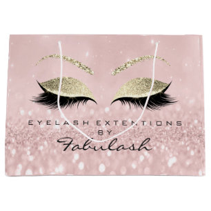 Pink Eyes Lashes Blush Makeup Glitter Branding Large Gift Bag