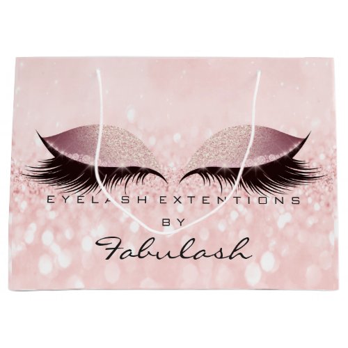 Pink Eyes Lashes Blush Makeup Glitter Bridal Large Gift Bag