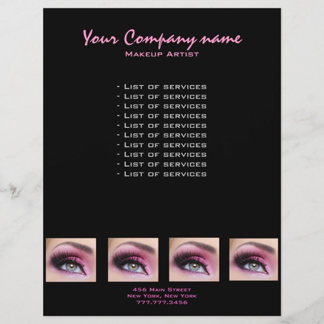 Pink Eyeshadow long lashes eyemakeup artist flyer (Front)
