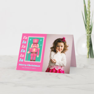 Pink Fa La La Nutcracker Christmas Photo Holiday Card