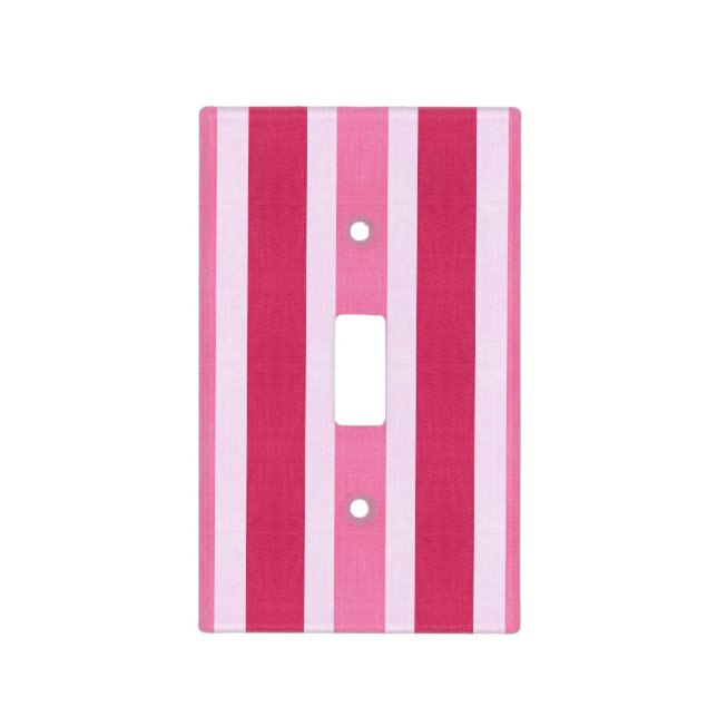Pink Fabric Texture Stripes Pattern Light Switch Cover (Front)