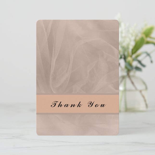 Pink fabric textured print-any color thank you card (Standing Front)