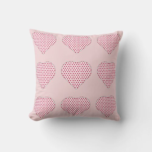 Pink Fabric With Heart Shapes Cut Out Throw Pillow