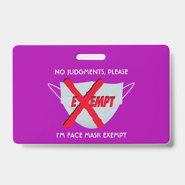 Pink | FACE MASK EXEMPT Badge (Front)