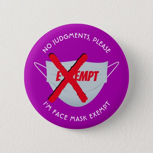 Pink  FACE MASK EXEMPT Button