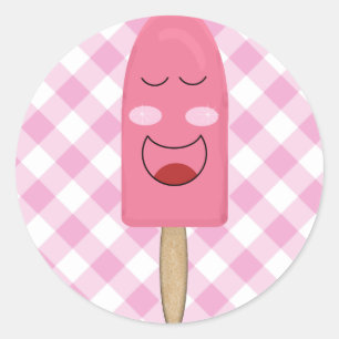 Pink Face Popsicle Stickers