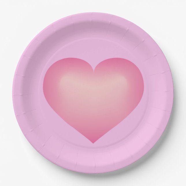 Pink fade heart paper plates (Front)