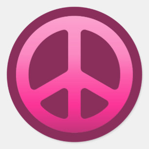 Pink Fade Peace Sign Classic Round Sticker