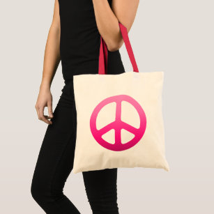 Pink Fade Peace Sign Tote Bag