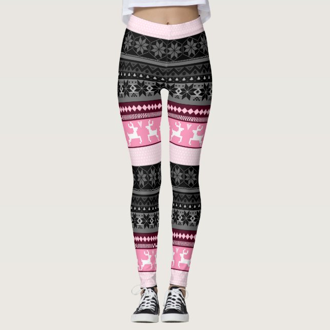 Pink Fair Isle Pattern Leggings (Front)
