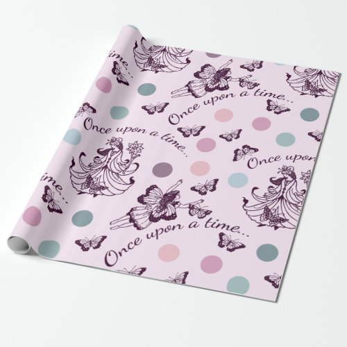 Pink Fairies and Butterflies Fairytale Wrapping Paper