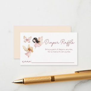 Pink Fairies Baby Shower Diaper Raffle Enclosure Card
