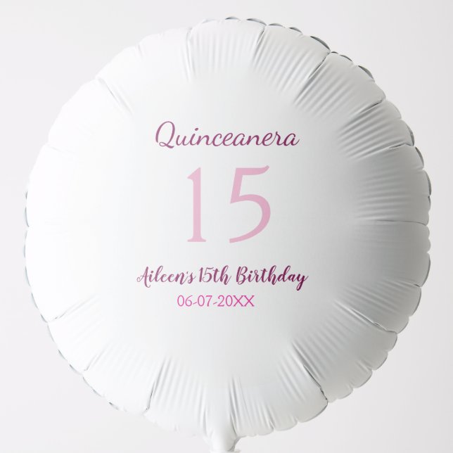 Pink fairy 15th birthday simple moder quinceanera  balloon (Front)