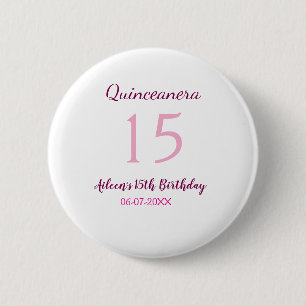 Pink fairy 15th birthday simple moder quinceanera  button