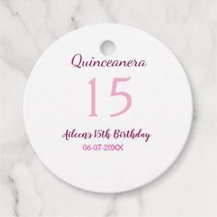 Pink fairy 15th birthday simple moder quinceanera favor tags