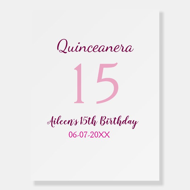 Pink fairy 15th birthday simple moder quinceanera  foam board (Front)