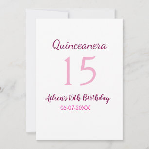 Pink fairy 15th birthday simple moder quinceanera  invitation