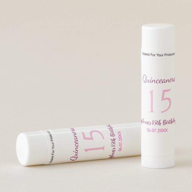 Pink fairy 15th birthday simple moder quinceanera  lip balm (Front)