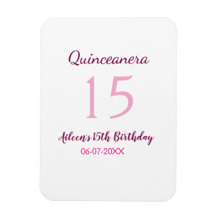 Pink fairy 15th birthday simple moder quinceanera magnet