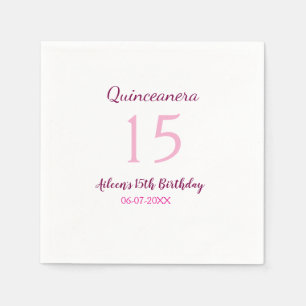 Pink fairy 15th birthday simple moder quinceanera napkins