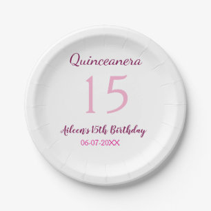 Pink fairy 15th birthday simple moder quinceanera  paper plates