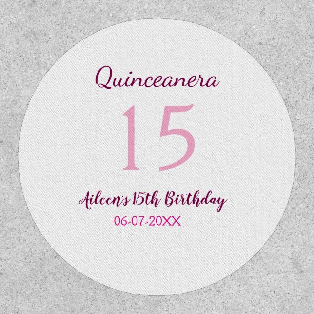 Pink fairy 15th birthday simple moder quinceanera  patch (Front)