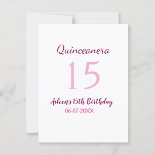 Pink fairy 15th birthday simple moder quinceanera postcard