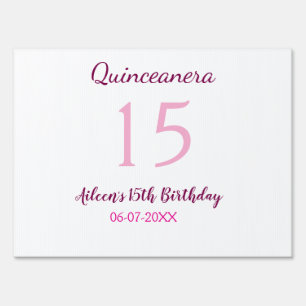 Pink fairy 15th birthday simple moder quinceanera sign