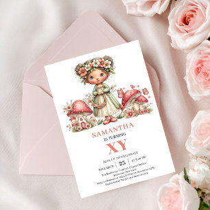 Pink Fairy 1st Birthday Cute Floral Invitation